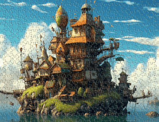 Dreamlike Landscapes - A Wooden Castle Amidst Tranquil Waters
