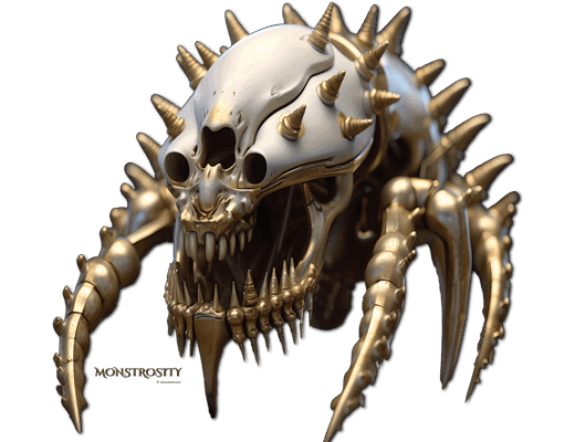 Skull-  Monstrosity, Gold Skull with Spikes
