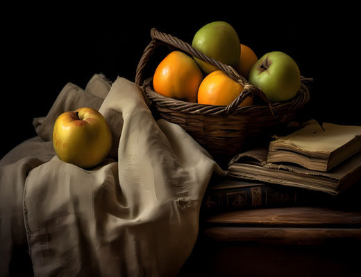 Stillo Life - Apples and Oranges Amidst Knowledge