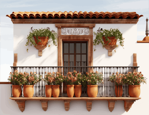 Spanish Balcony - Potted Plants and Tranquil Views