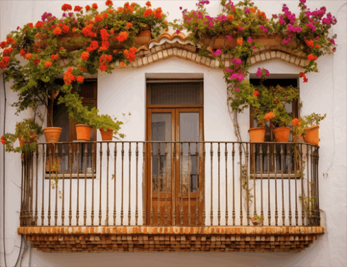Spanish Balcony - Flower-Filled Balcony Window