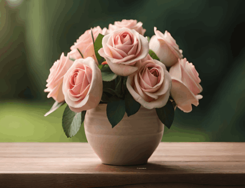 Terracotta Pot - Pale Roses in a Terracotta Enameled Vase